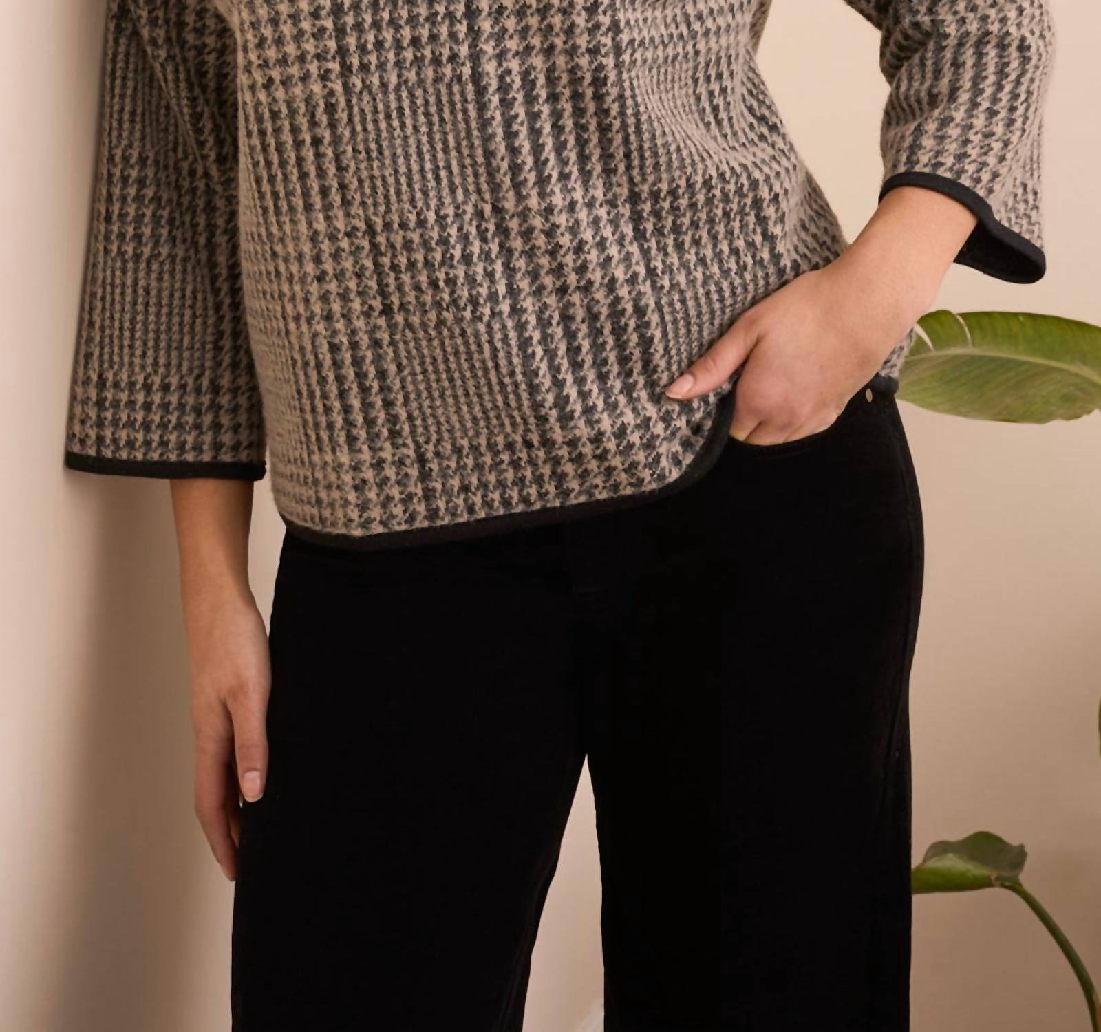 Tribal - 3/4 Sleeve Mock Neck Top