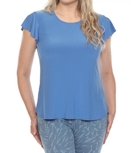 Joseph Ribkoff - Short Flutter Sleeve Round Neck Top