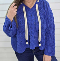 Pol - Oversized Blue Hooded Sweater