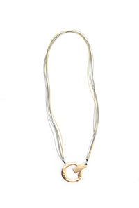 Sea Lily - Women's L65k Multi Strand Necklace With Matte Pendant