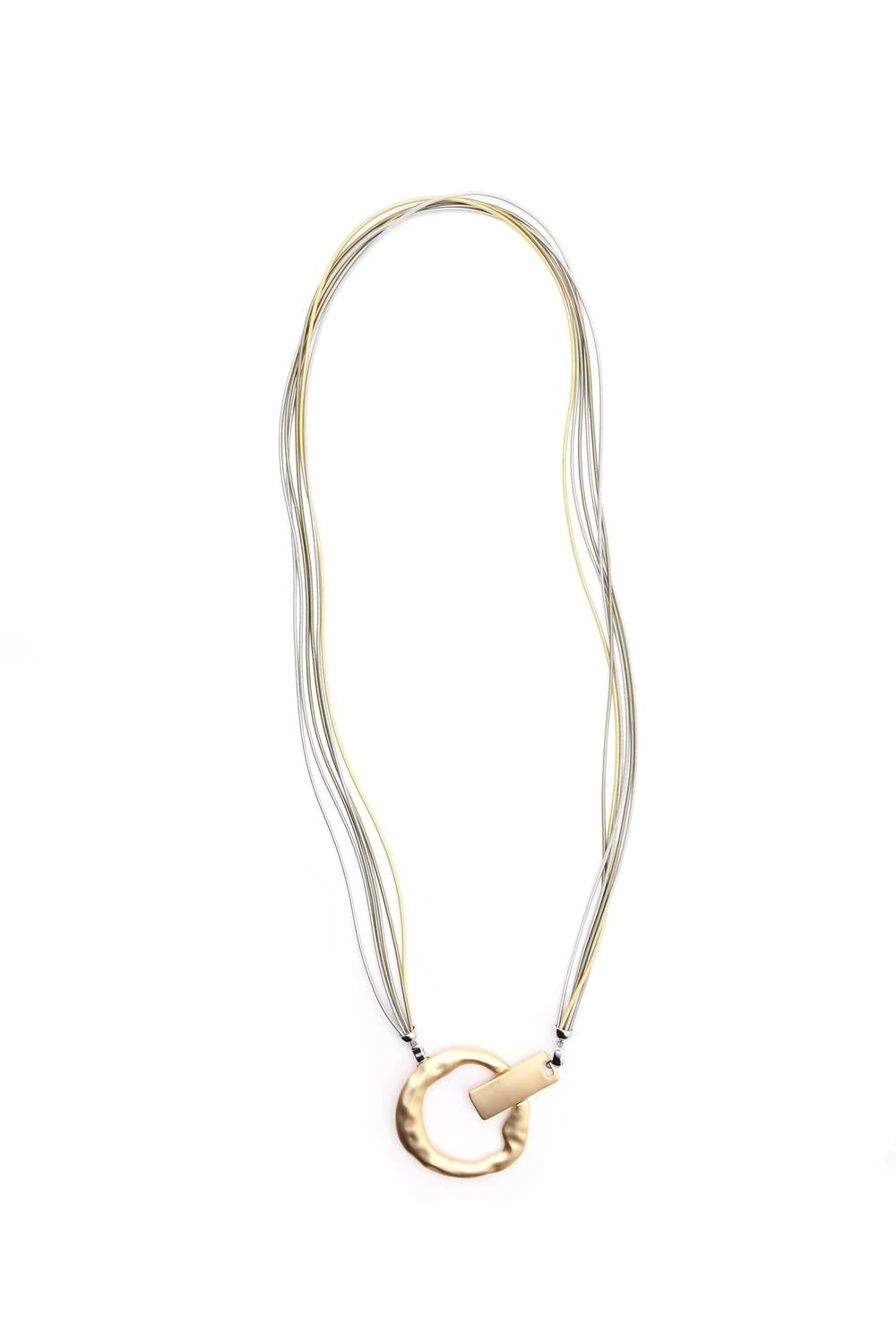 Sea Lily - Women's L65k Multi Strand Necklace With Matte Pendant