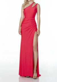 ALYCE PARIS One Shoulder Draped Gown in watermelon - women's dress