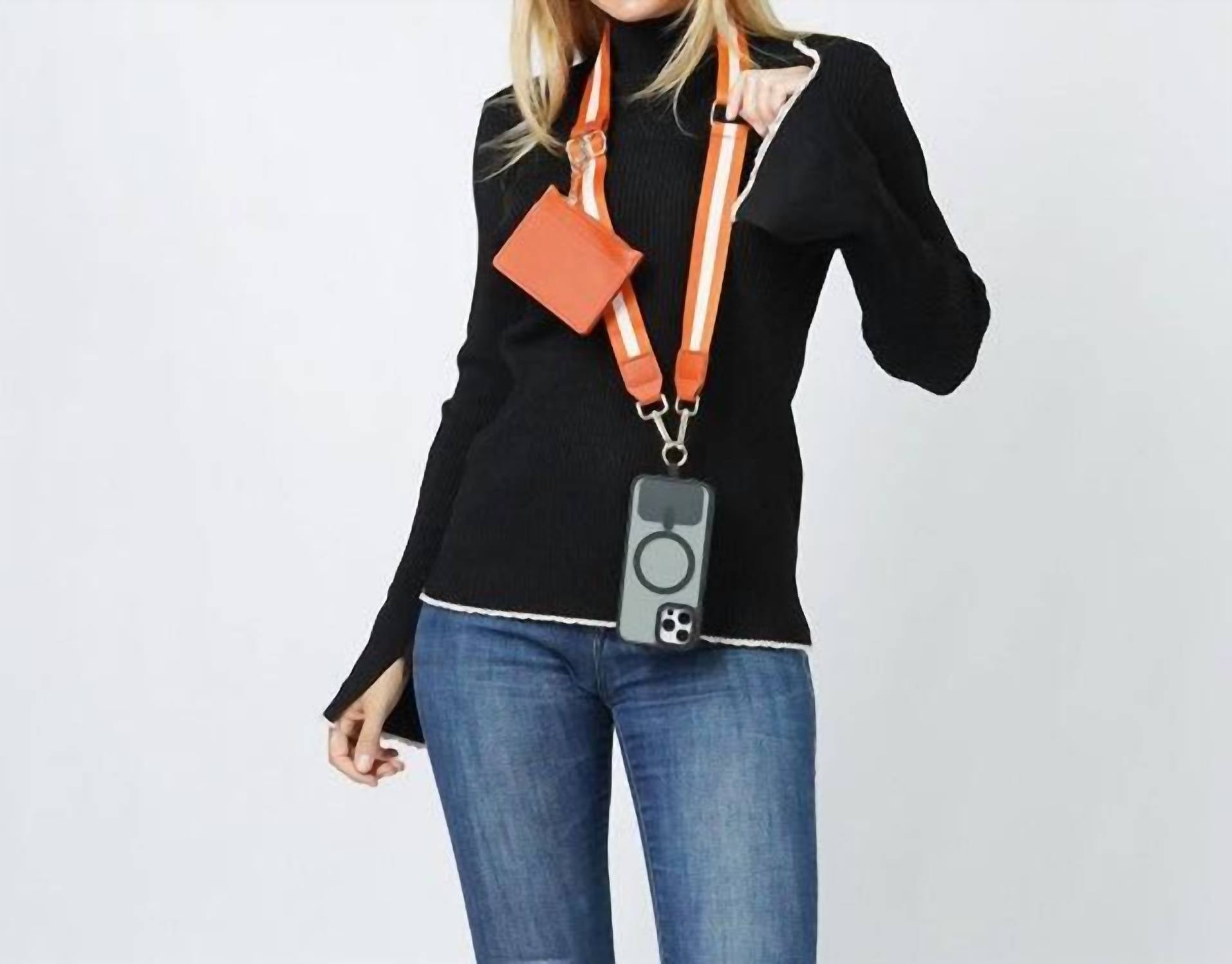 Judson & Company - Women's Clip N' Carry Crossbody Phone Strap Carrier With Pouch Wallet Stripe