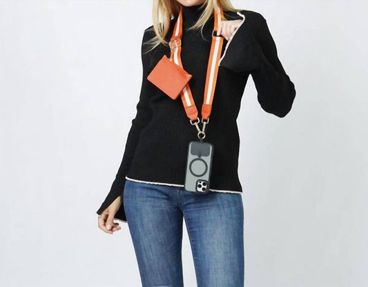 Judson & Company - Women's Clip N' Carry Crossbody Phone Strap Carrier With Pouch Wallet Stripe