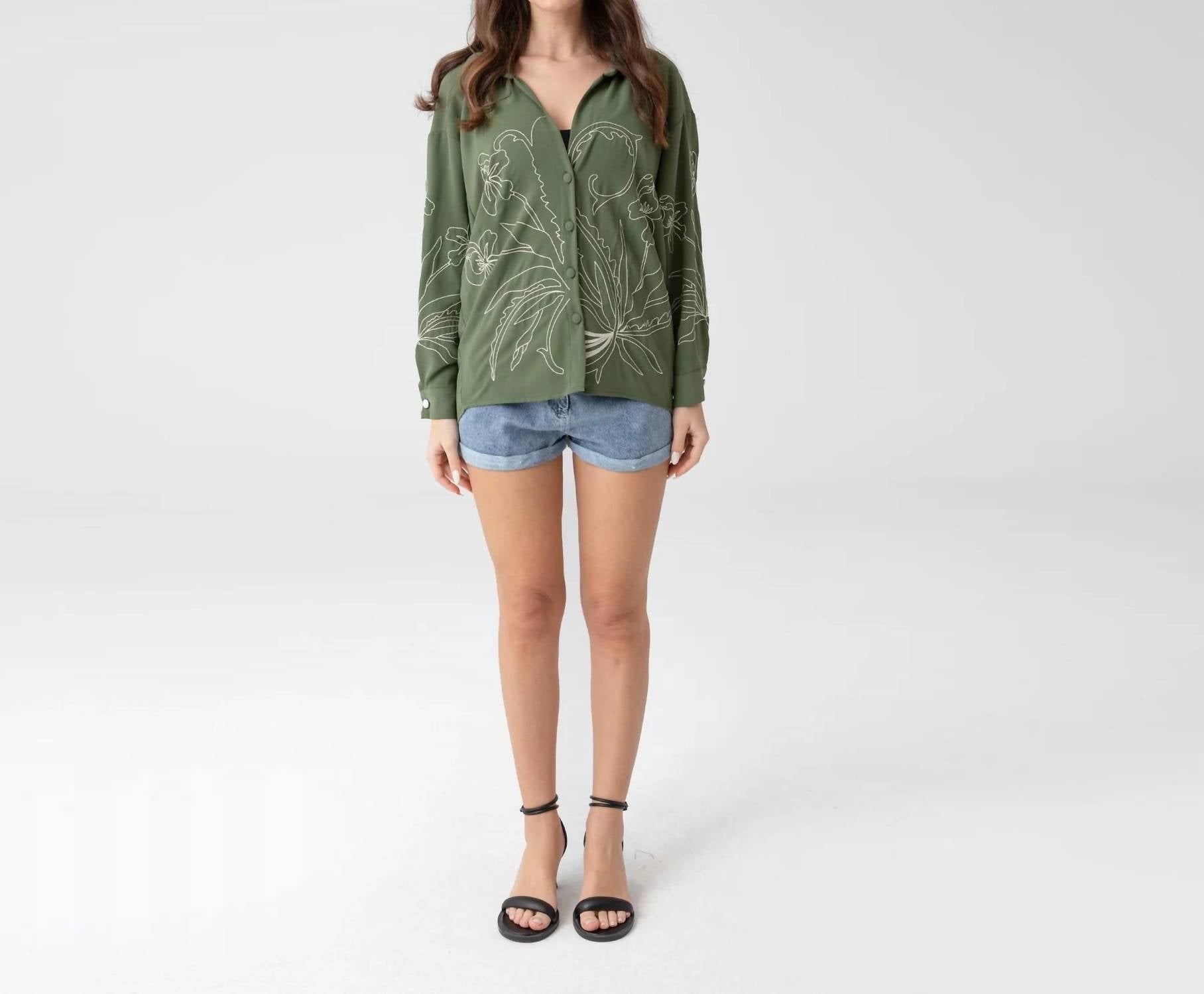 Soulofmu - DROP SHOULDER EMBROIDERY OVERSIZED SHIRT