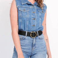 Amsterdam Heritage - Women's Vintage Round Buckle Leather Belt