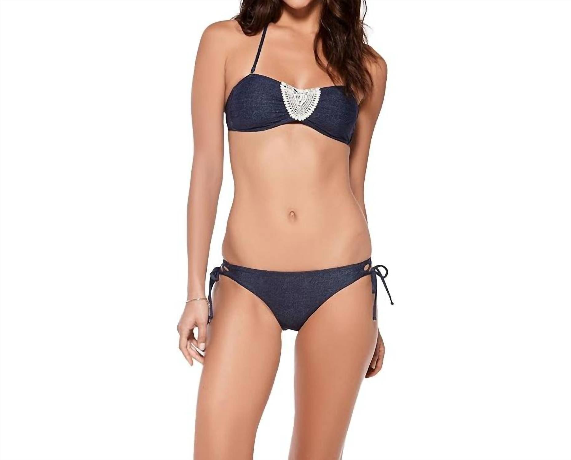 L*SPACE Gypsy Bandeau Bikini Top in antique denim - women's swimwear