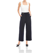 Fifteen Twenty Janice Cropped Wide Leg Pants in navy - women's pants
