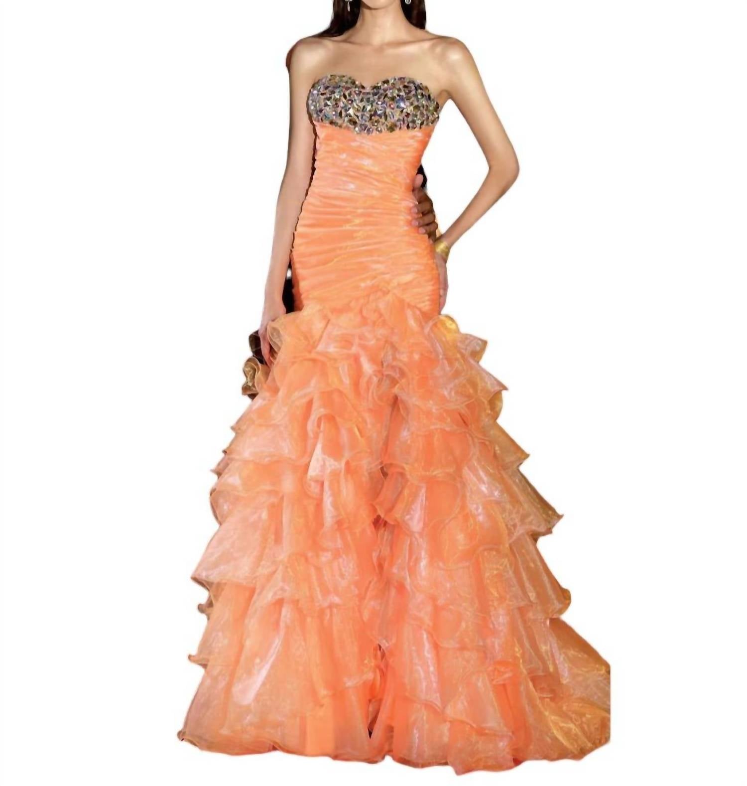 ALYCE PARIS Strapless Beaded Mermaid Gown in orange - women's dress