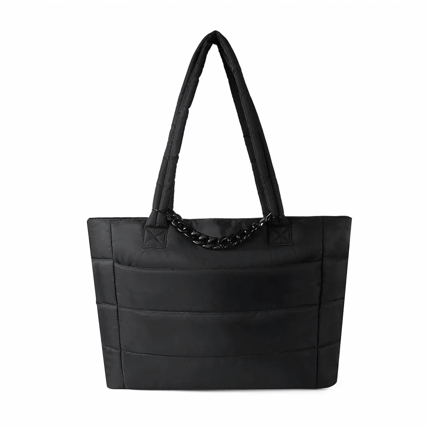 Selini New York - Women's Quilted Puffer Luggage Strap And Chain Tote Bag