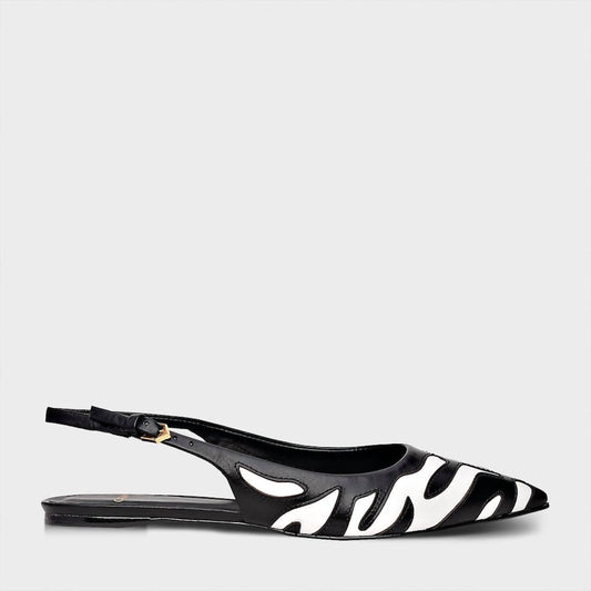 Carrano - Women Zebra Stripe Slingback Flat