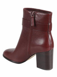 TORY BURCH Women's Turnlock Heeled Ankle Boots in dark carmine - women's shoe - alternate view