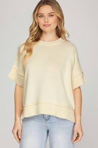 She + Sky - Half Sleeve Sweater Top
