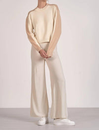 ELAN Mila Colorblock Sweater in beige - women's sweater - detail view