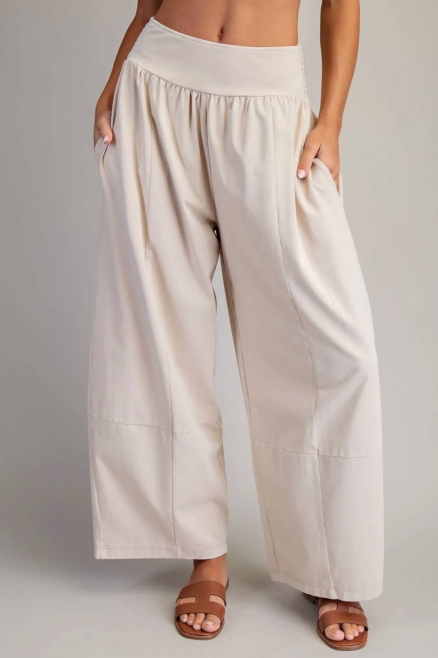 Ee:Some - Bagged Casual Wide Leg Pants