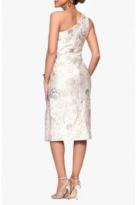 Xscape - Evenings Metallic Floral Jacquard One-shoulder Sheath Cocktail Dress