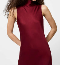 FRENCH CONNECTION Ennis Satin Slevless Bow Midi Dress in cabernet - women's dress - view 4