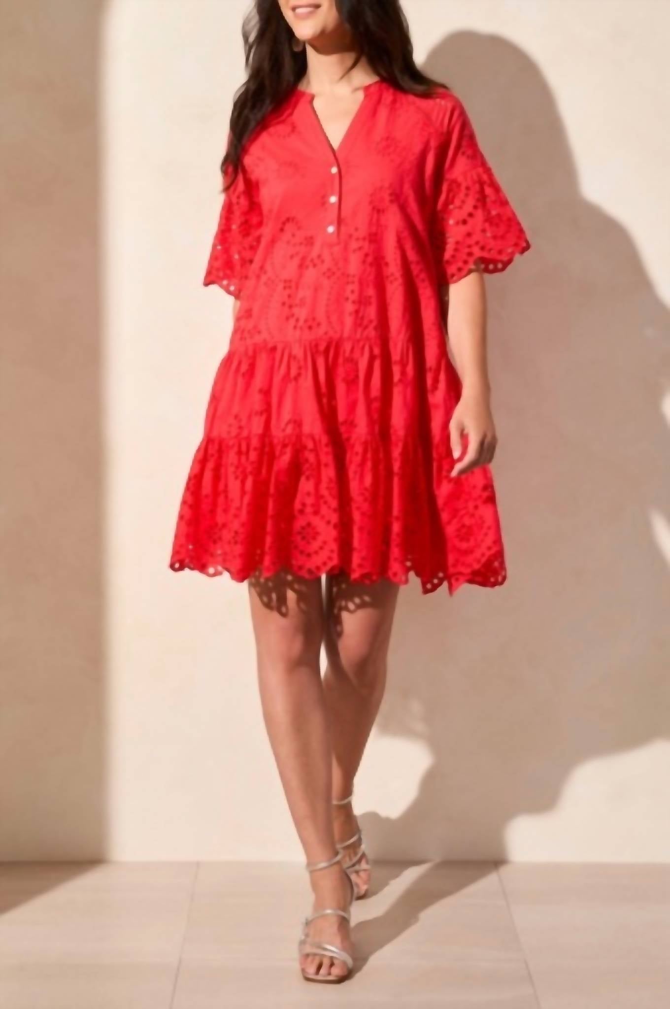 Tribal - Mixed Pattern Eyelet Dress