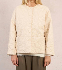 MOLLY BRACKEN Embossed Heart Quilted Jacket in off white - women's jacket