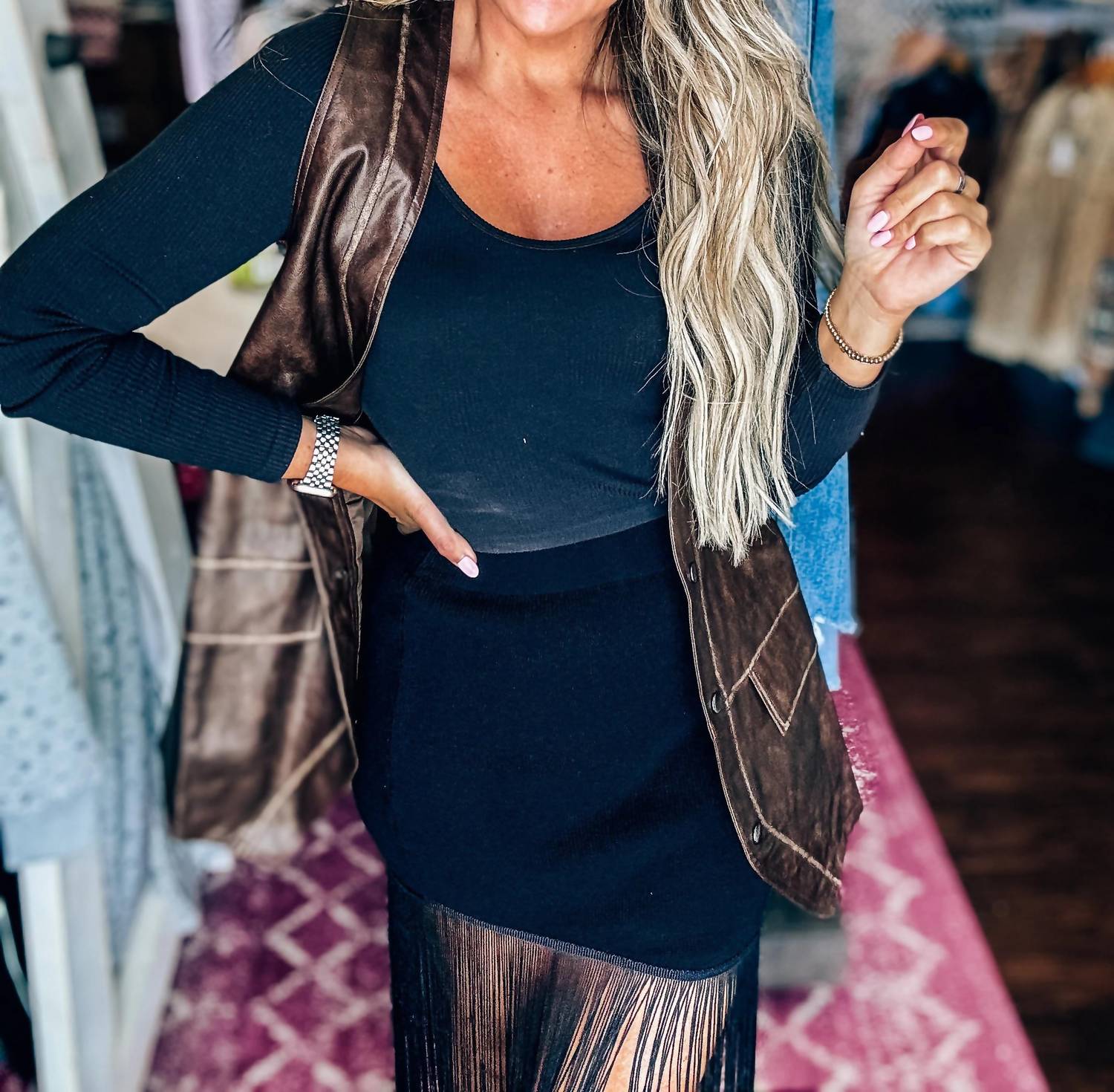 Promesa - Born To Ride Vegan Leather Snap Front Vest
