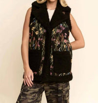 Davi & Dani - Floral Faux Fur Vest