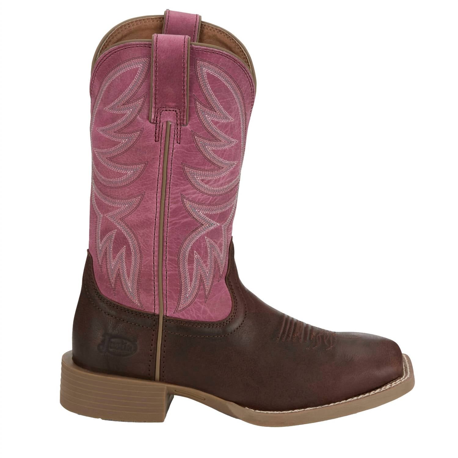 Justin Women's Buffalo Vamp Buffalo Top Cowgirl Boot - Medium in brown pink - women's shoe