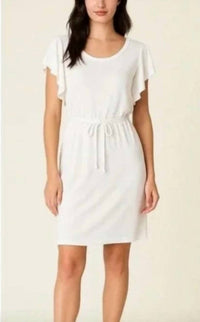 Z Supply Capri Ruffle Sleeve French Terry Dress in white - women's dress