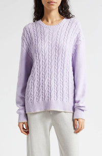 Atm - Women's Cotton Blend Cable Crew Neck Sweater