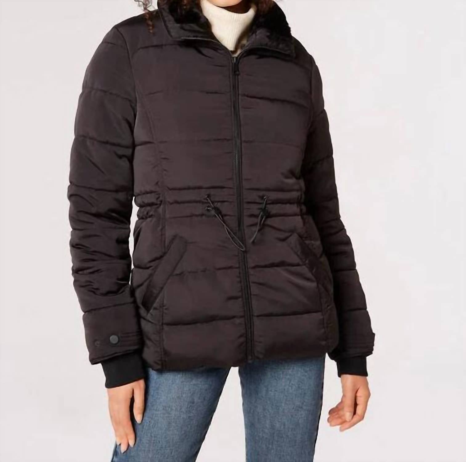 APRICOT Removable Hood Puffer Jacket in black - women's jacket
