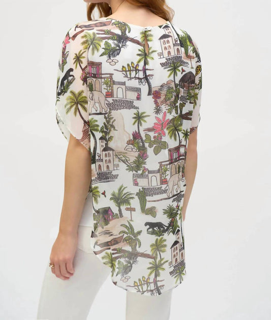 Joseph Ribkoff - Tropical Print Poncho Style Top