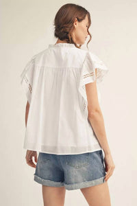 Jodifl Women's Angel Whisper Ruffle Lace Top in white - women's blouse - detail view