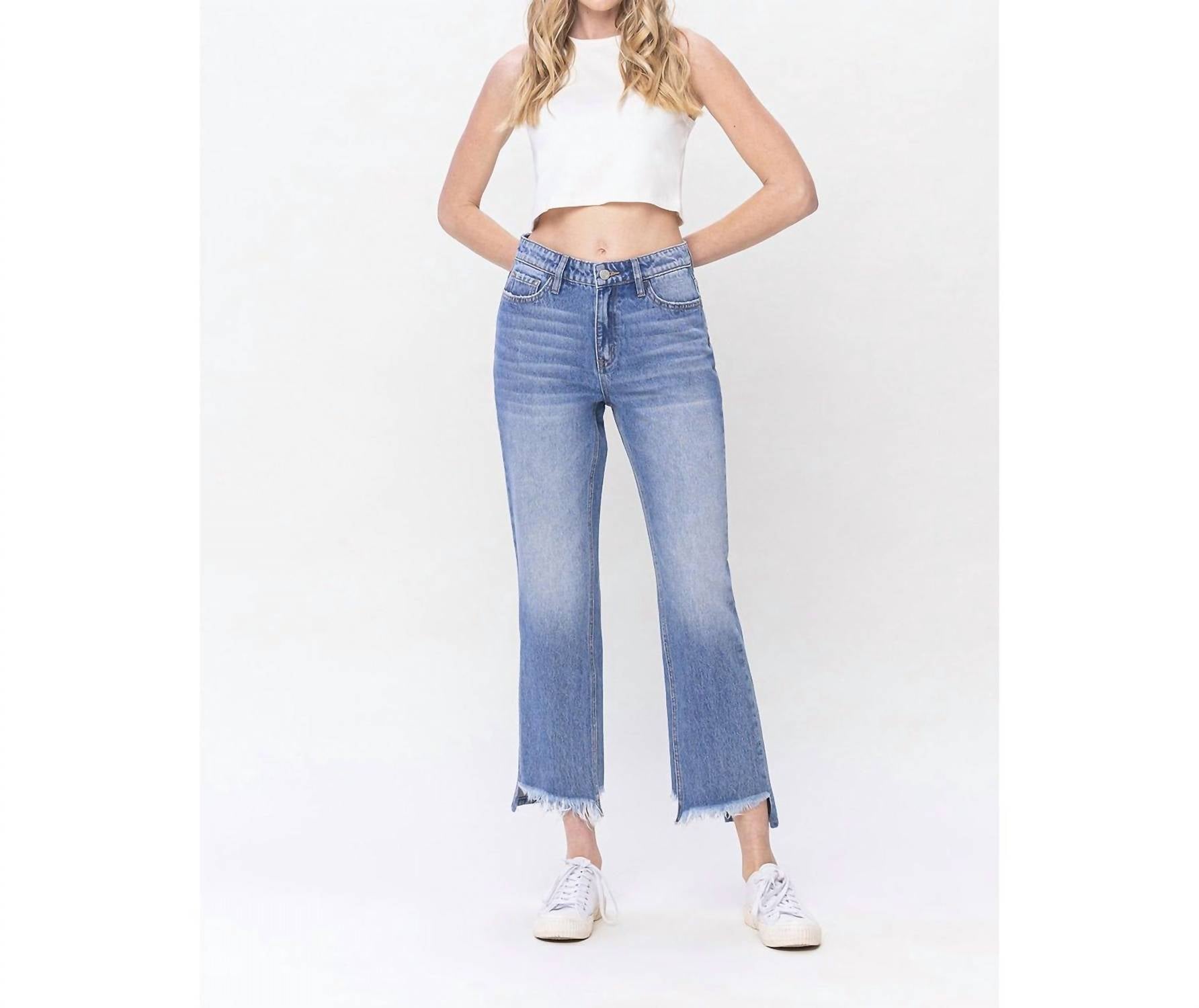 Flying Monkey - Norah High Rise Frayed Hem Straight Jeans