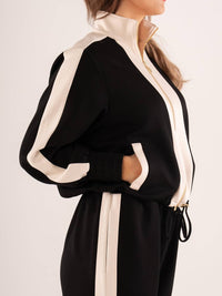 Emily McCarthy Bailey Long Sleeve Bomber Jacket in midnight vanillaluxe loom - women's jacket - alternate view