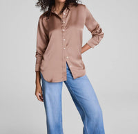 Spanx Better Than Silk Blouse in cafe au late - women's blouse