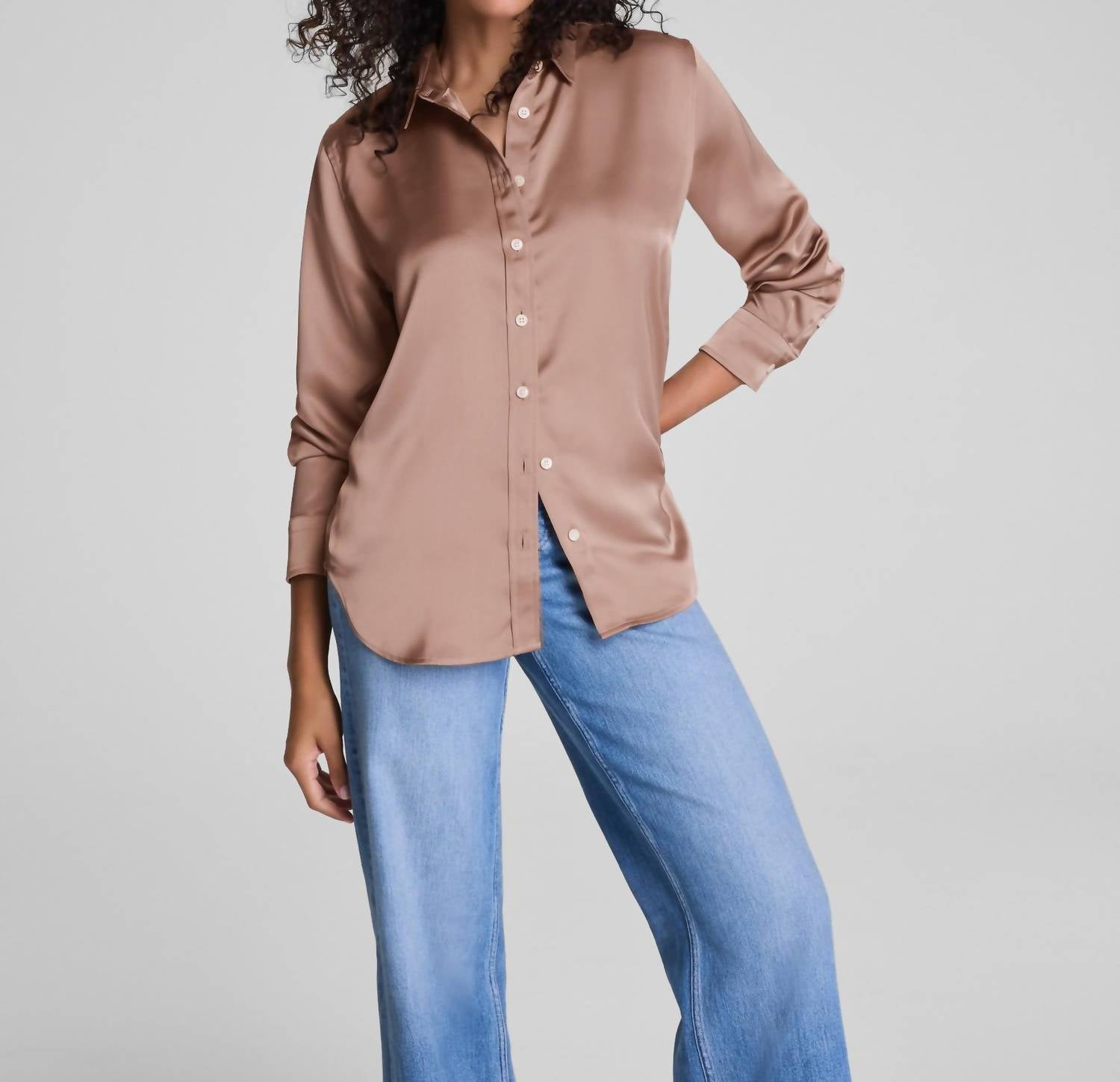 Spanx Better Than Silk Blouse in cafe au late - women's blouse