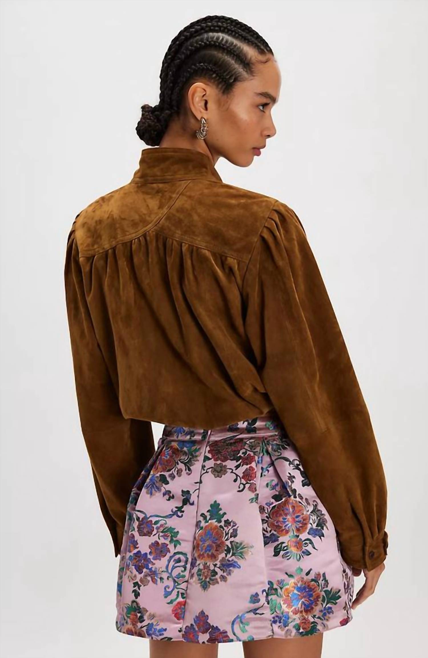 Free People Benjamine Mini Skirt in pink combo 1 - women's skirt - alternate view