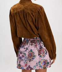 Free People Benjamine Mini Skirt in pink combo 1 - women's skirt - detail view