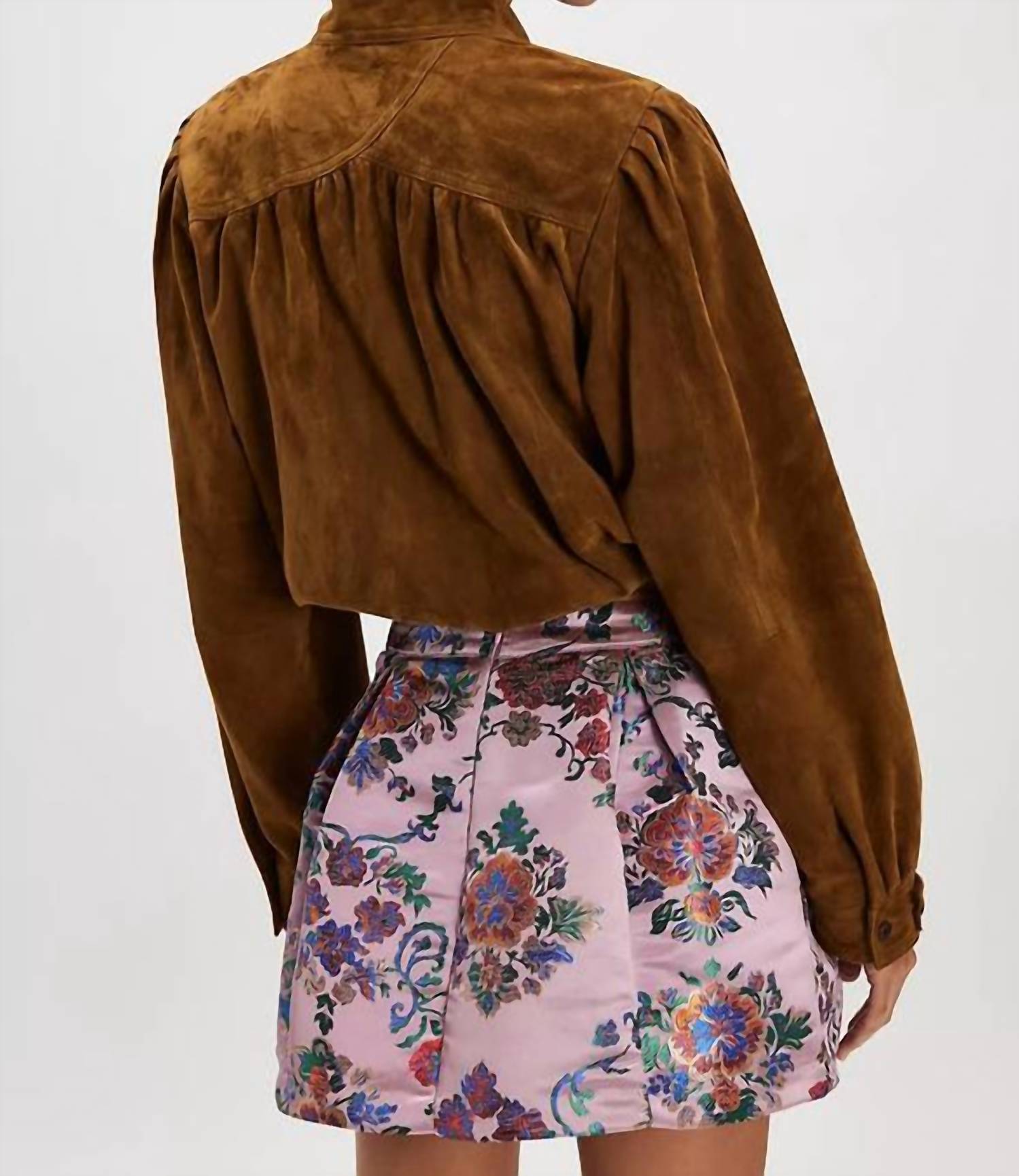 Free People Benjamine Mini Skirt in pink combo 1 - women's skirt - detail view