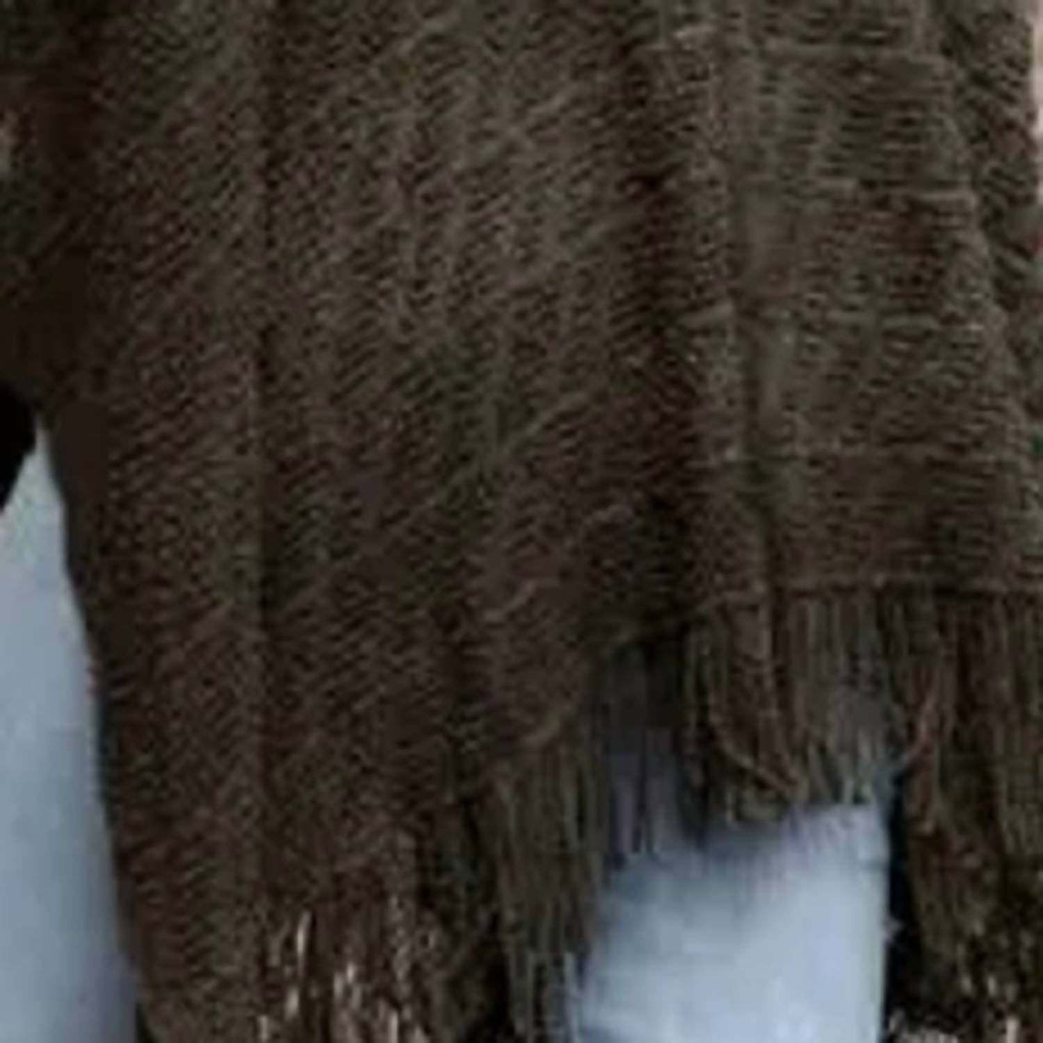 Leto - Diagonal Knit Tassel Ruana Shawl Wrap