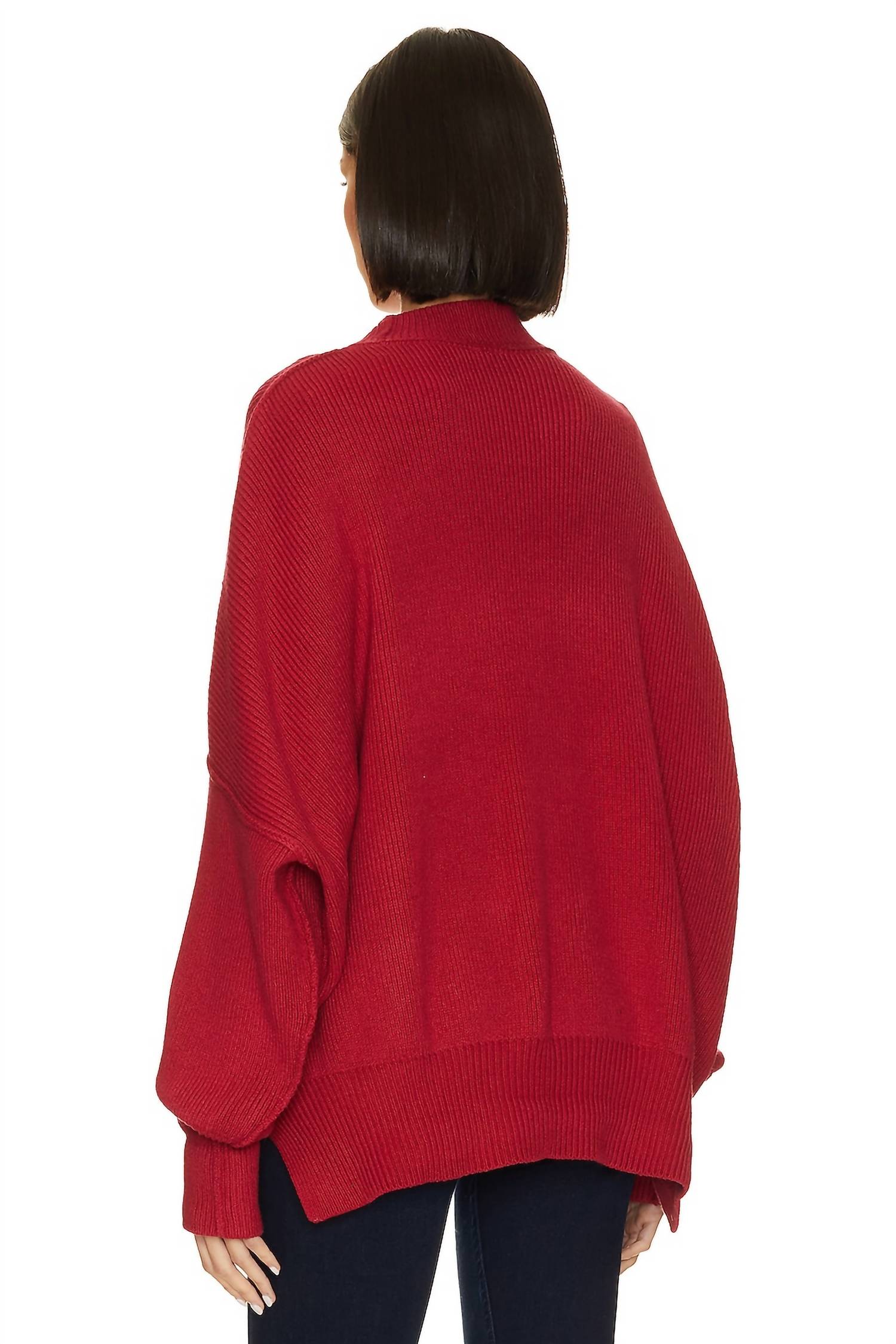 Free People Easy Street Tunic Sweater in cherry 1 - women's sweater - alternate view