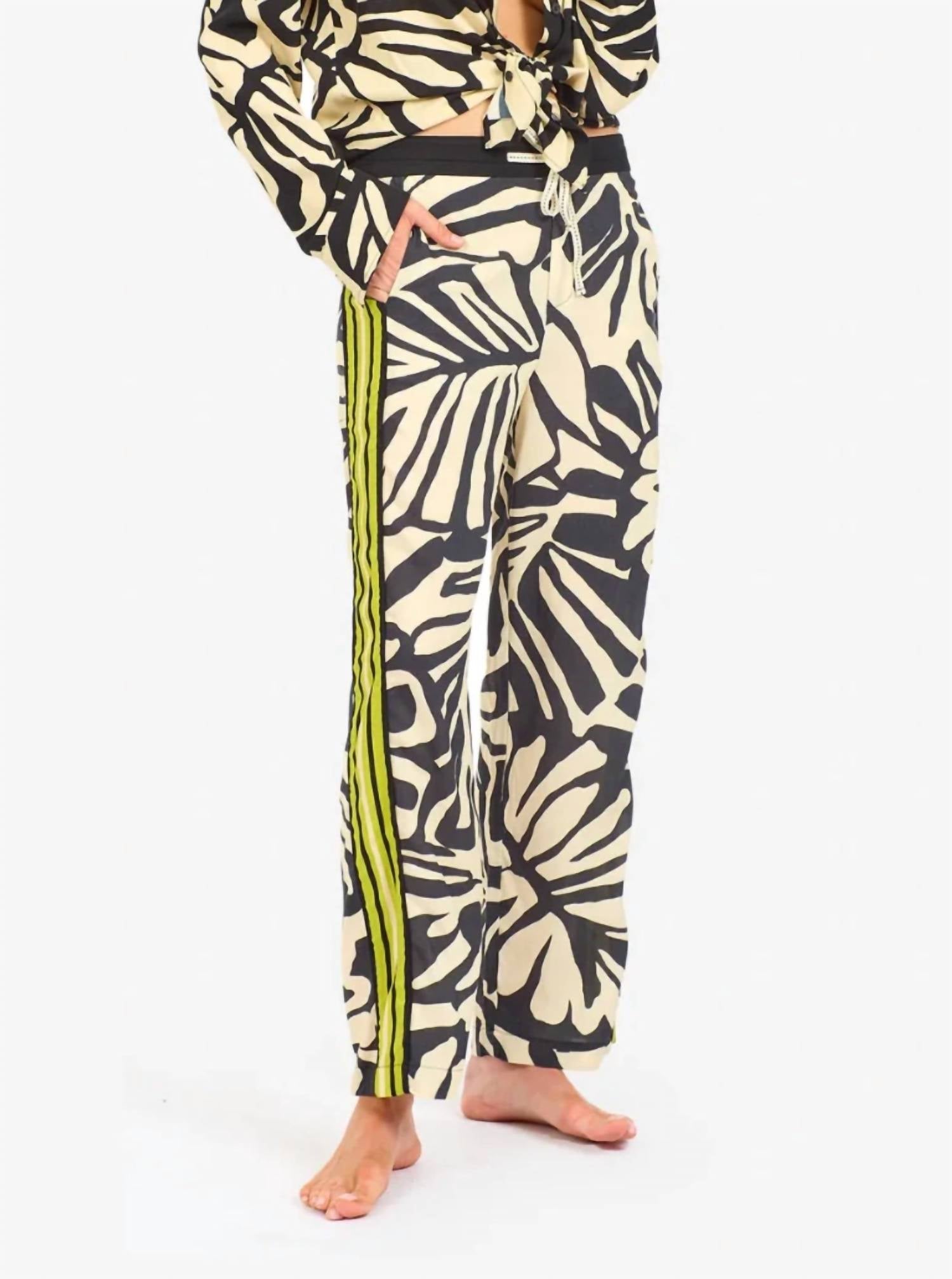 LE SUPERBE BOHEMIAN RHAPSODY BEACH BOXER PANTS in zebra leaf - women's pants