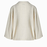 iKiKIZ Women’s Crinkle Long Sleeve Top in off white - women's shirt - detail view