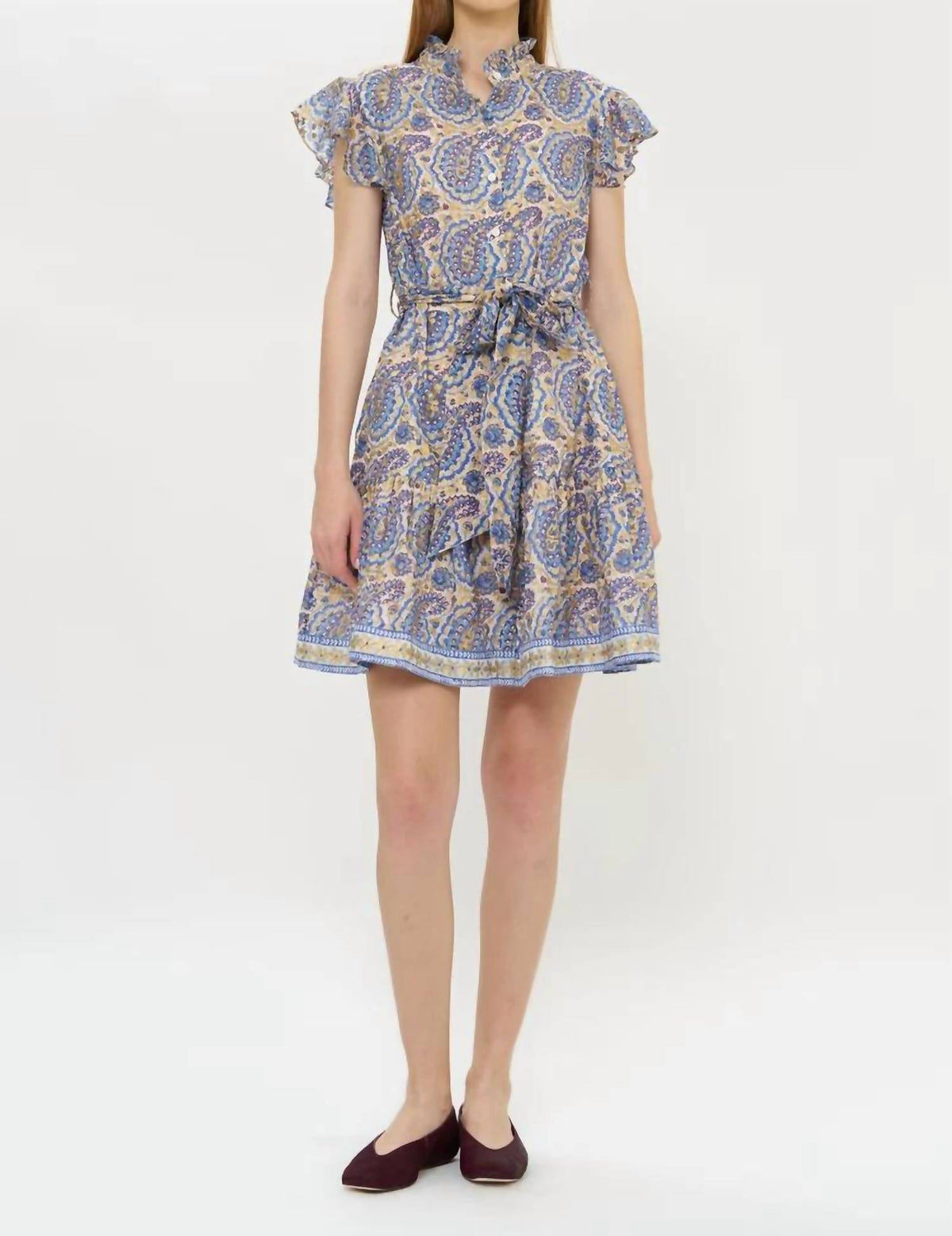 Oliphant - Ruffle Collar Button Mini Dress