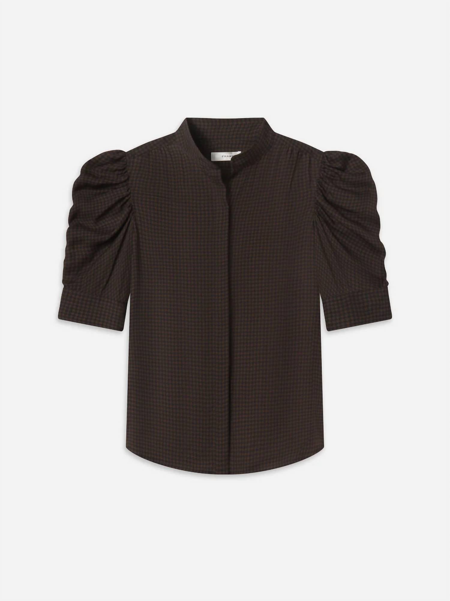 FRAME Houndstooth Gillian Top in americano multi - women's long sleeve top - alternate view
