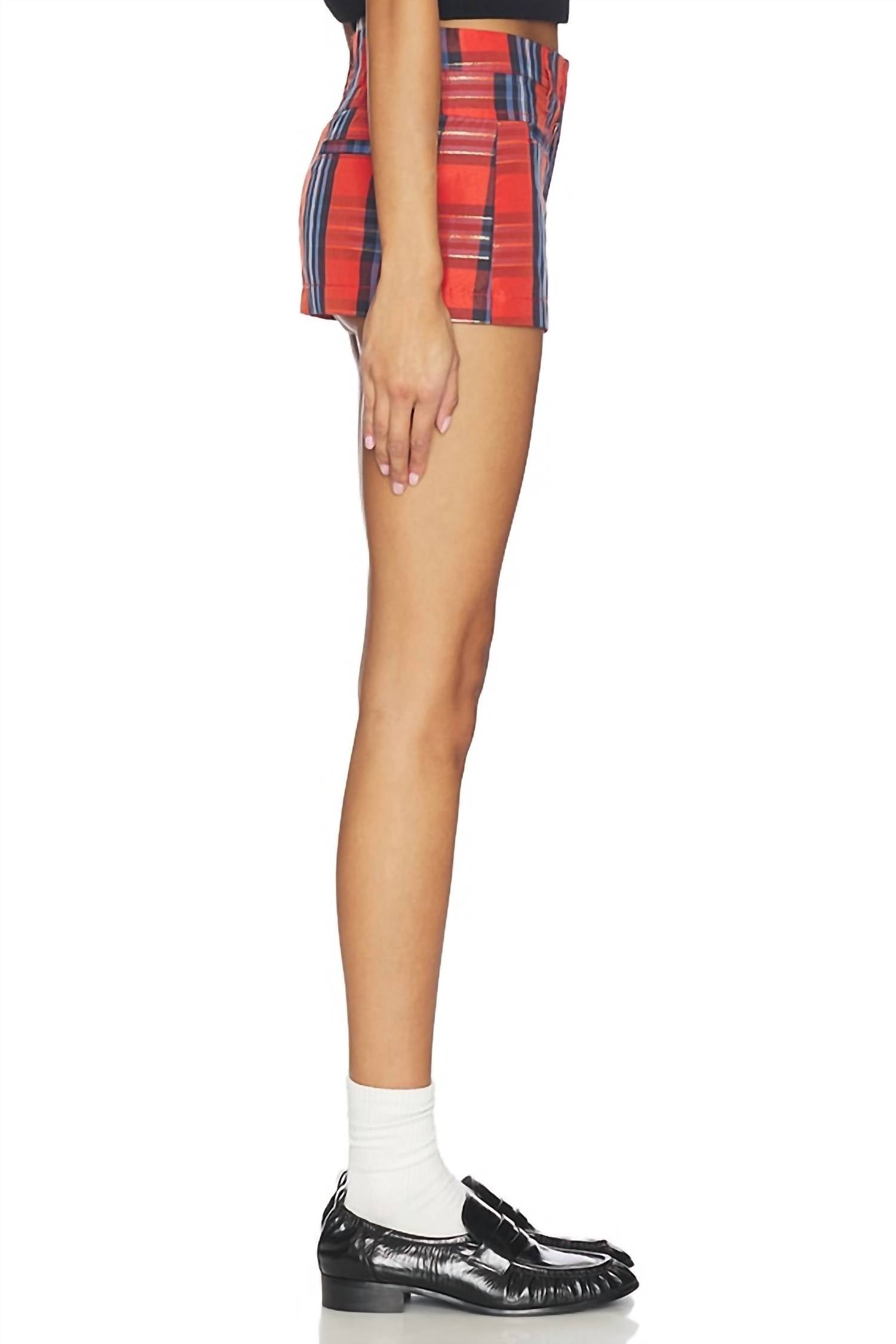 Free People Micro Plaid Mini Skirt in red squash - women's skirt - alternate view