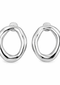No Whining Designing - Women's Artful Hammered Oval Stud Earrings