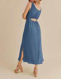 AEMI + CO Athens Gauze Maxi Dress in azure - women's dress - detail view