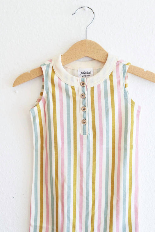 Polished Prints - Kid's Striped Organic Cotton Romper