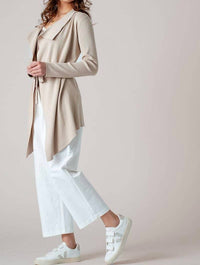 Urban Daizy Draped Front Long Sleeve Waist Tie Cardigan in taupe - women's cardigan - view 6