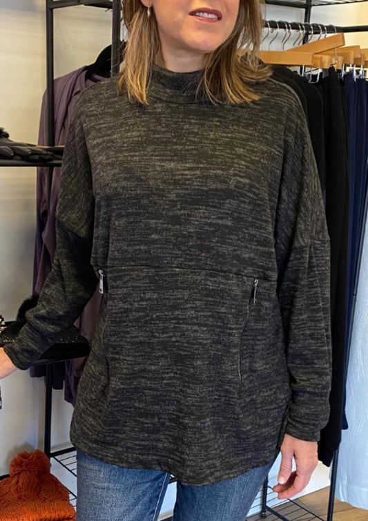 Ariella - High Neck Zipper Detail Top